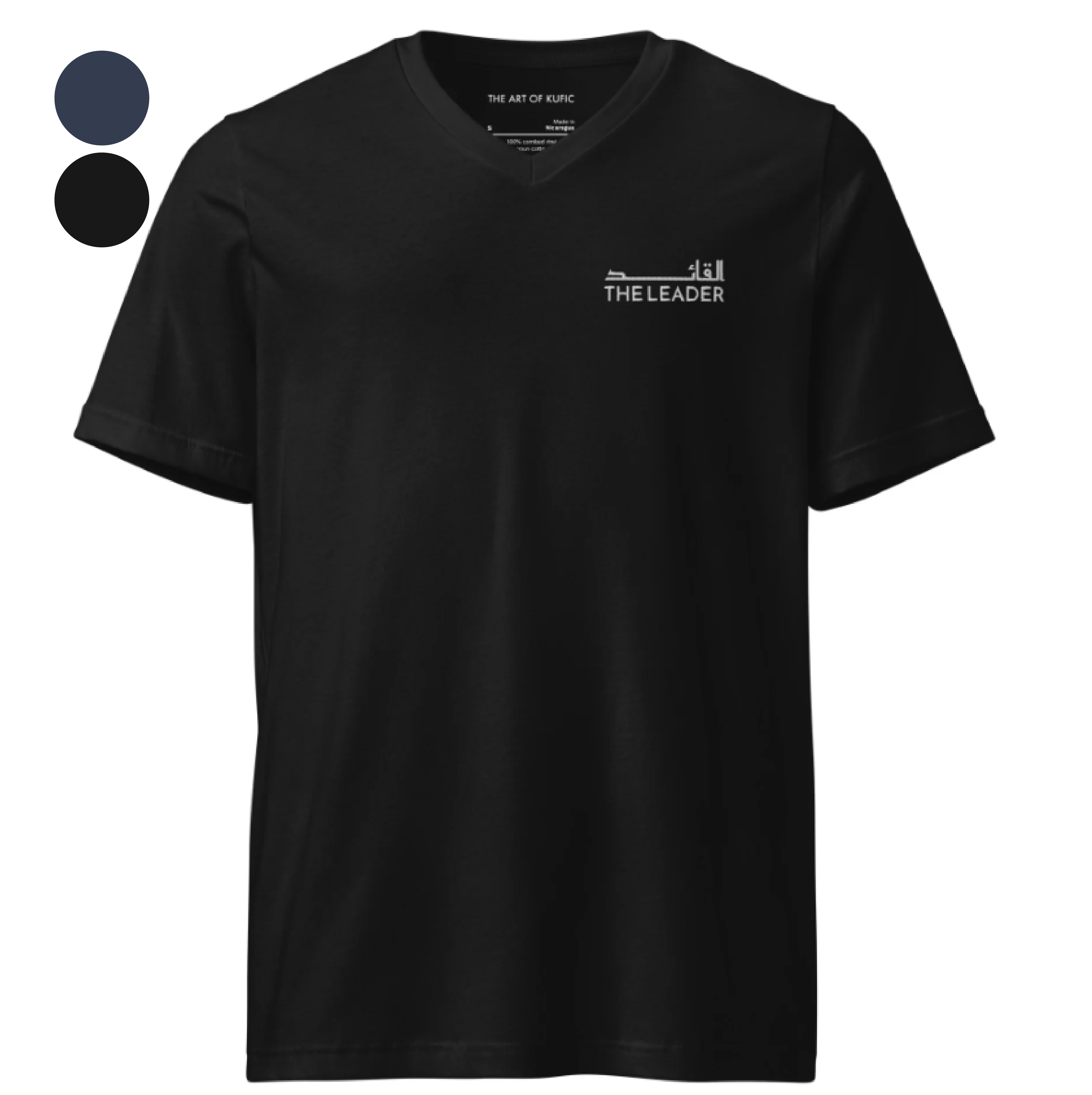 Embroidery V-Neck T-Shirt - THE LEADER | القائد