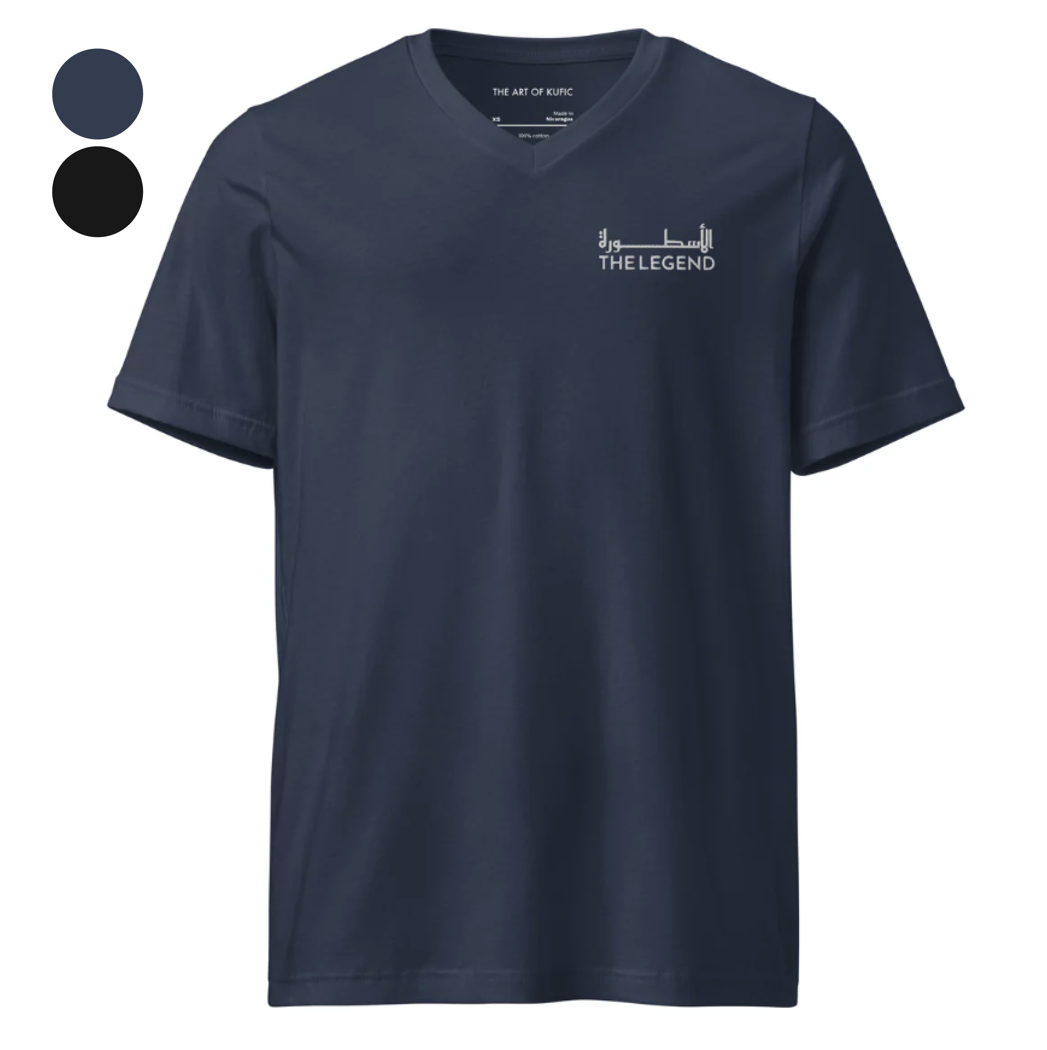 Embroidery V-Neck T-Shirt - THE LEGEND | الأسطورة